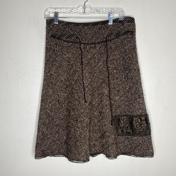 Beate Heymann Street Couture Designer Brown Wool Blend Skirt Size 12 - Picture 1 of 12